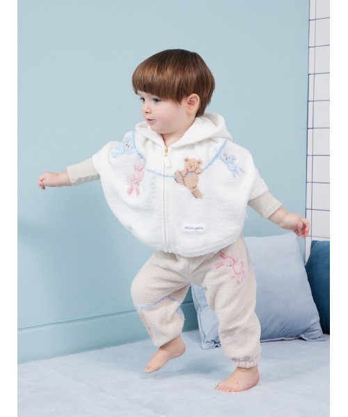 gelato pique(ジェラートピケ)の「【BABY】エアリーモコウォッシングアニマルジャガードポンチョ(その他ベビーウェア・キッズ・ラベンダー/オフホワイト・80)」の11枚目の写真
