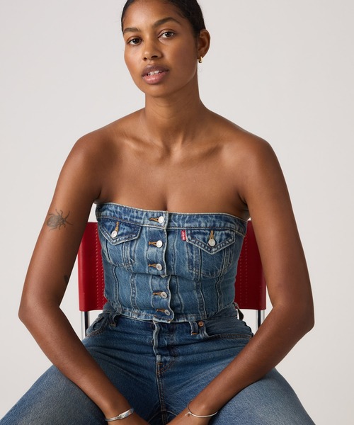 Levi's(リーバイス)の「Levi's/リーバイス デニムチューブトップ(チューブトップ・レディース・インディゴブルー・M/S/XS)」の3枚目の写真