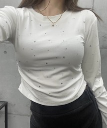 ROGER AND RAW（ロジャーアンドロウ）の「ラインストーンショートロンT（Tシャツ/カットソー）」