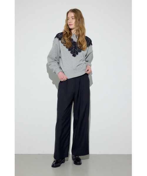 AZUL by moussy(アズールバイマウジー)の「バイカラーレースクルーネックスウェット(スウェット・レディース・ピンク/ブラウン/杢グレー・FREE)」の7枚目の写真