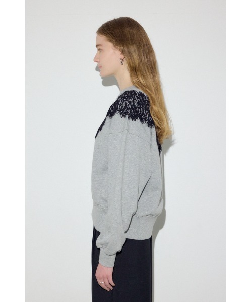 AZUL by moussy(アズールバイマウジー)の「バイカラーレースクルーネックスウェット(スウェット・レディース・ピンク/ブラウン/杢グレー・FREE)」の9枚目の写真