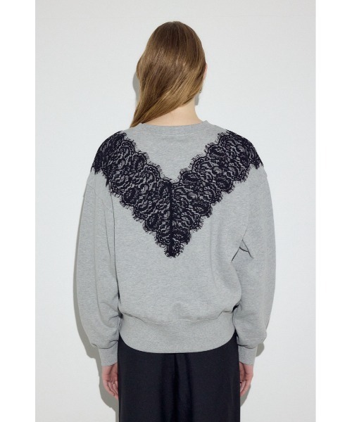 AZUL by moussy(アズールバイマウジー)の「バイカラーレースクルーネックスウェット(スウェット・レディース・ピンク/ブラウン/杢グレー・FREE)」の10枚目の写真