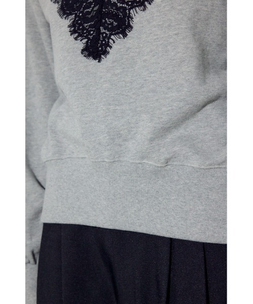 AZUL by moussy(アズールバイマウジー)の「バイカラーレースクルーネックスウェット(スウェット・レディース・ピンク/ブラウン/杢グレー・FREE)」の15枚目の写真