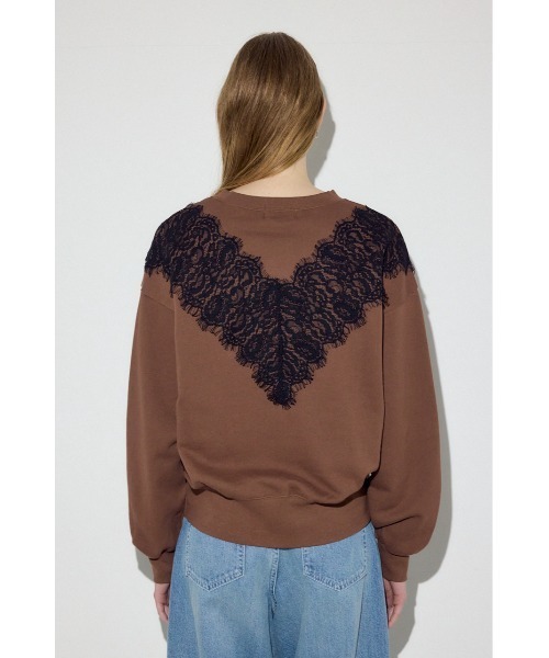 AZUL by moussy(アズールバイマウジー)の「バイカラーレースクルーネックスウェット(スウェット・レディース・ピンク/ブラウン/杢グレー・FREE)」の22枚目の写真