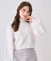 SWINGLE | ビジューハイネックシャギーニット(ニット/セーター)
