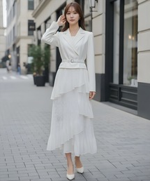 AND COUTURE（アンドクチュール）の「ジャケットレイヤードプリーツワンピース（ワンピース）」