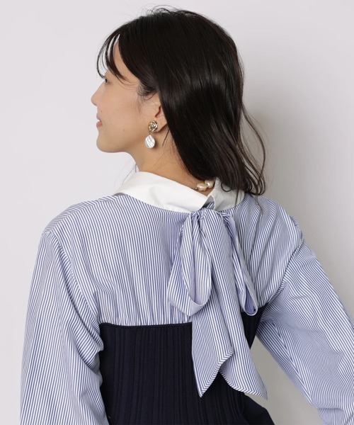 JUSGLITTY(ジャスグリッティー)の「シャツレイヤードライクニット(ニット/セーター・レディース・ストライプ・2)」の3枚目の写真