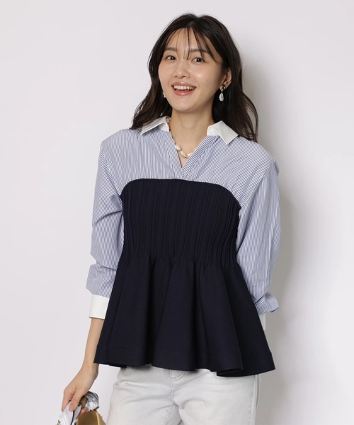 JUSGLITTY(ジャスグリッティー)の「シャツレイヤードライクニット(ニット/セーター・レディース・ストライプ・2)」の5枚目の写真