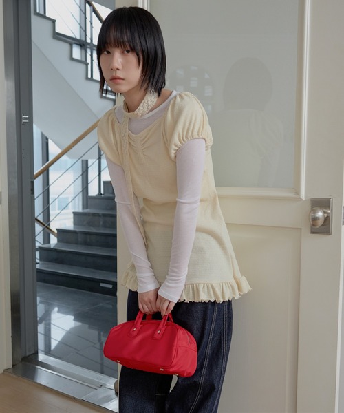 UNE MANSION（ユヌマンション）の「【UNE ORIGINAL】フロントシャーリングパフスリーブフリルミニワンピース（Tシャツ/カットソー・レディース・グレー/ベージュ/ブラック・FREE）」の20枚目の写真