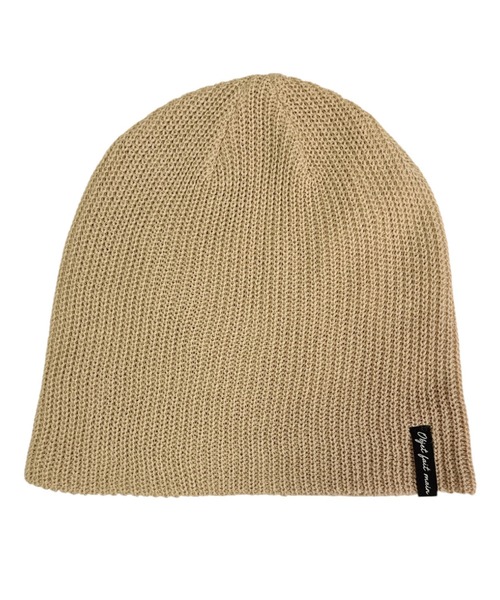 Basiquenti(ベーシックエンティ)の「【Basiquenti】Linen Tag Beanie BCD-Y62095(ニットキャップ/ビーニー・メンズ・ブラック/ベージュ・FREE)」の2枚目の写真