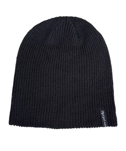 Basiquenti(ベーシックエンティ)の「【Basiquenti】Linen Tag Beanie BCD-Y62095(ニットキャップ/ビーニー・メンズ・ブラック/ベージュ・FREE)」の1枚目の写真