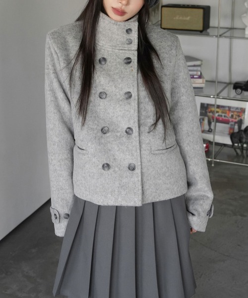 FAVORITO(ファヴォリート)の「スタンドカラーダブルブレストメルトンジャケット(その他アウター・レディース・ブルー/グレー・F)」の6枚目の写真