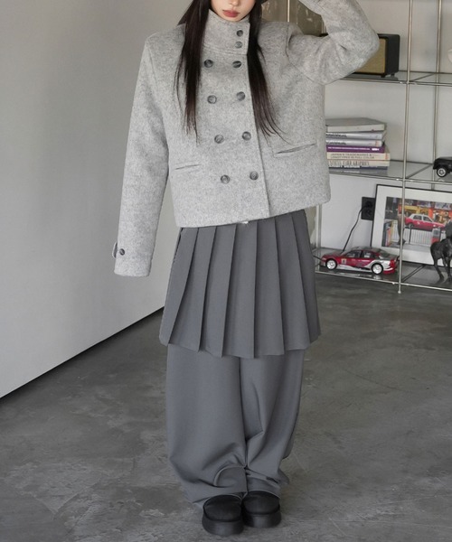 FAVORITO(ファヴォリート)の「スタンドカラーダブルブレストメルトンジャケット(その他アウター・レディース・ブルー/グレー・F)」の10枚目の写真