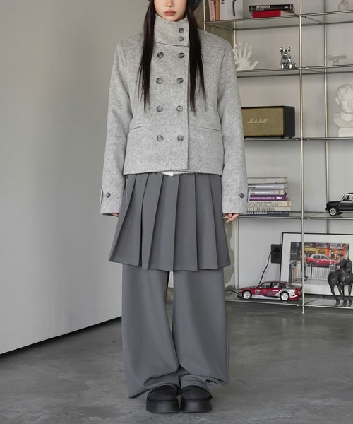 FAVORITO(ファヴォリート)の「スタンドカラーダブルブレストメルトンジャケット(その他アウター・レディース・ブルー/グレー・F)」の11枚目の写真