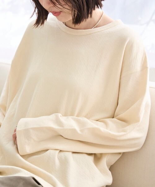 coen(コーエン)の「【新色登場】【Feel Soft / フィールソフト】接結 ロングスリーブTシャツ(Tシャツ/カットソー・レディース・ライトピンク/ナチュラル/オフホワイト/ベージュ/ライトブルー/クリーム/ダークグレー・L/M)」の5枚目の写真