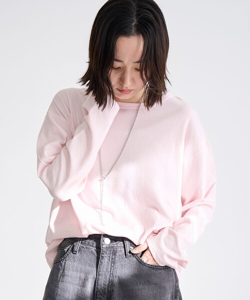 coen(コーエン)の「【新色登場】【Feel Soft / フィールソフト】接結 ロングスリーブTシャツ(Tシャツ/カットソー・レディース・ライトピンク/ナチュラル/オフホワイト/ベージュ/ライトブルー/クリーム/ダークグレー・L/M)」の7枚目の写真