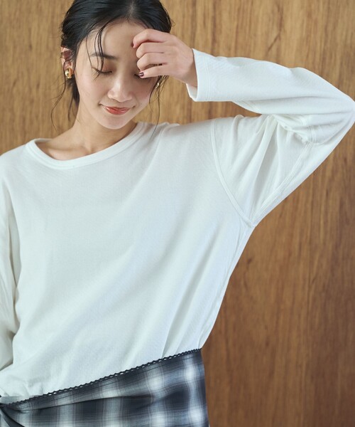 coen(コーエン)の「【新色登場】【Feel Soft / フィールソフト】接結 ロングスリーブTシャツ(Tシャツ/カットソー・レディース・ライトピンク/ナチュラル/オフホワイト/ベージュ/ライトブルー/クリーム/ダークグレー・L/M)」の1枚目の写真