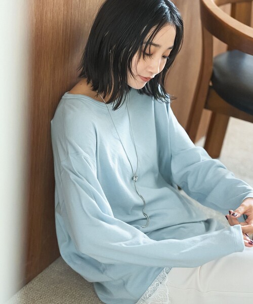 coen(コーエン)の「【新色登場】【Feel Soft / フィールソフト】接結 ロングスリーブTシャツ(Tシャツ/カットソー・レディース・ライトピンク/ナチュラル/オフホワイト/ベージュ/ライトブルー/クリーム/ダークグレー・L/M)」の6枚目の写真