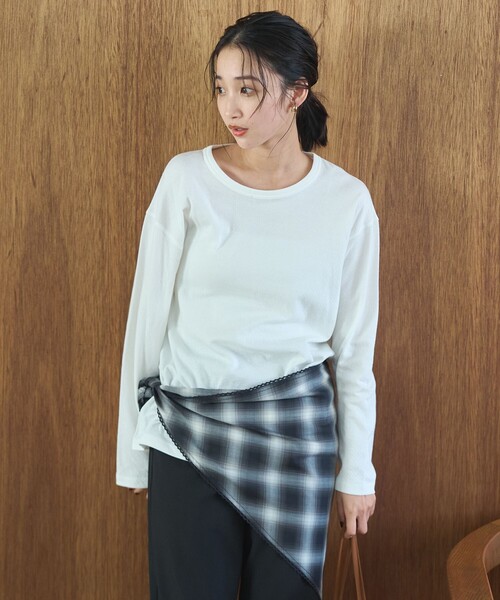 coen(コーエン)の「【新色登場】【Feel Soft / フィールソフト】接結 ロングスリーブTシャツ(Tシャツ/カットソー・レディース・ライトピンク/ナチュラル/オフホワイト/ベージュ/ライトブルー/クリーム/ダークグレー・L/M)」の21枚目の写真
