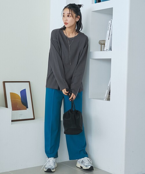 coen(コーエン)の「【新色登場】【Feel Soft / フィールソフト】接結 ロングスリーブTシャツ(Tシャツ/カットソー・レディース・ライトピンク/ナチュラル/オフホワイト/ベージュ/ライトブルー/クリーム/ダークグレー・L/M)」の8枚目の写真