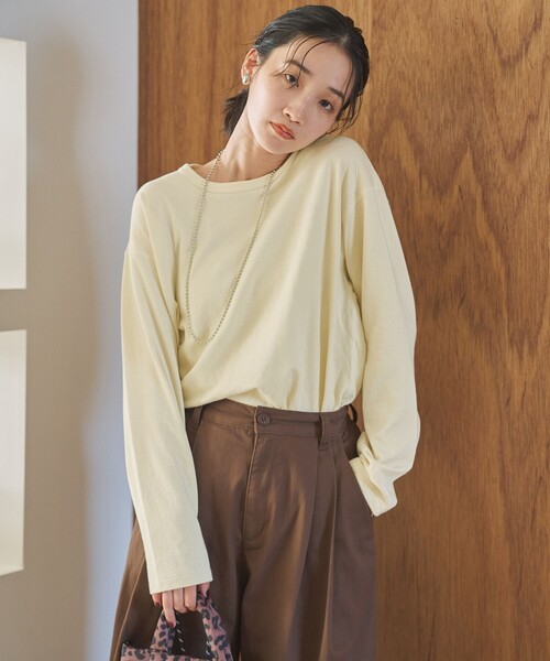 coen(コーエン)の「【新色登場】【Feel Soft / フィールソフト】接結 ロングスリーブTシャツ(Tシャツ/カットソー・レディース・ライトピンク/ナチュラル/オフホワイト/ベージュ/ライトブルー/クリーム/ダークグレー・L/M)」の14枚目の写真