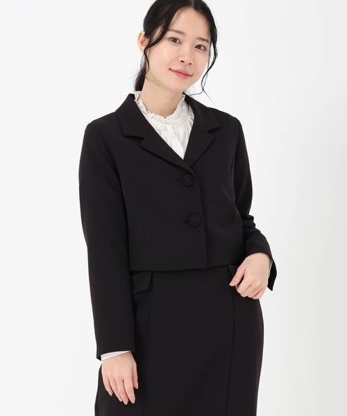 STRAWBERRY-FIELDS(ストロベリーフィールズ)の「フリーラインクロスⅡ_ショート丈ジャケット(テーラードジャケット・レディース・ブラック・2)」の1枚目の写真
