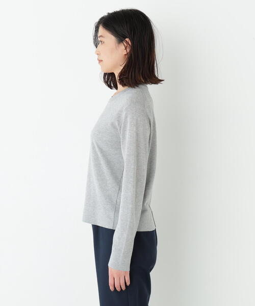 human woman（ヒューマンウーマン）の「◆【ウォッシャブル】ネックダブルプルオーバーニット（ニット/セーター・レディース・グリーン/グレー/ネイビー・MEDIUM）」の8枚目の写真