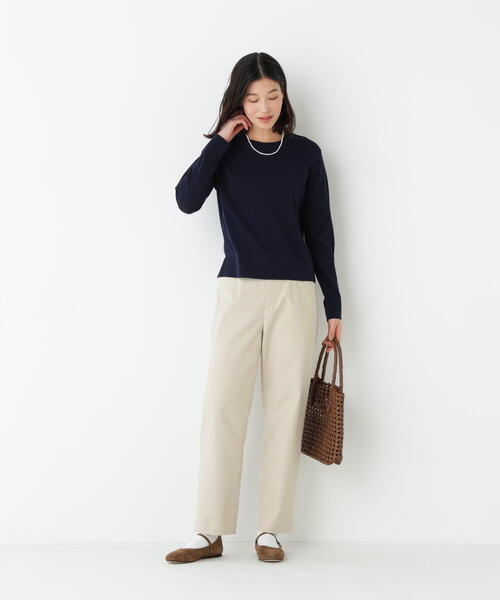 human woman（ヒューマンウーマン）の「◆【ウォッシャブル】ネックダブルプルオーバーニット（ニット/セーター・レディース・グリーン/グレー/ネイビー・MEDIUM）」の15枚目の写真