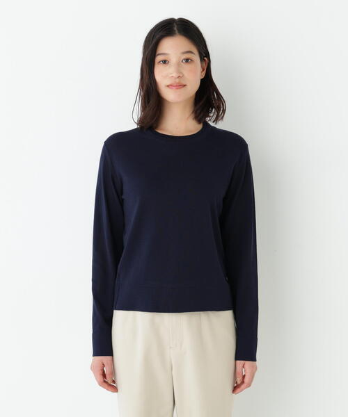 human woman（ヒューマンウーマン）の「◆【ウォッシャブル】ネックダブルプルオーバーニット（ニット/セーター・レディース・グリーン/グレー/ネイビー・MEDIUM）」の16枚目の写真