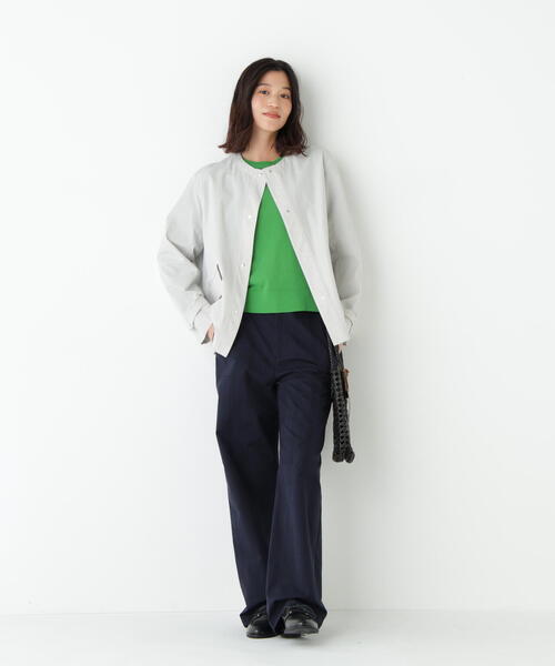 human woman（ヒューマンウーマン）の「◆【ウォッシャブル】ネックダブルプルオーバーニット（ニット/セーター・レディース・グリーン/グレー/ネイビー・MEDIUM）」の21枚目の写真