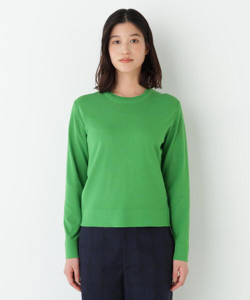 human woman（ヒューマンウーマン）の「◆【ウォッシャブル】ネックダブルプルオーバーニット（ニット/セーター・レディース・グリーン/グレー/ネイビー・MEDIUM）」の22枚目の写真