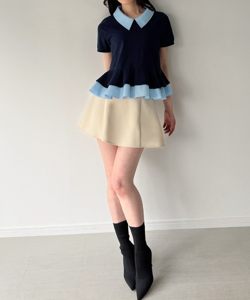 junoah(ジュノア)の「レイヤードフリル半袖トップス(シャツ/ブラウス・レディース・グレー/ネイビー/ブラック・SMALL/MEDIUM/LARGE)」の9枚目の写真