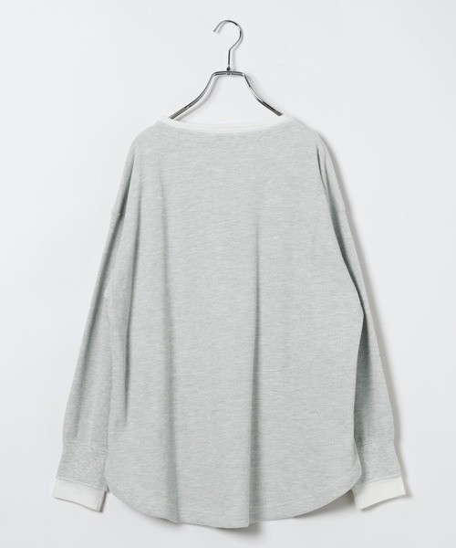 LEPSIM（レプシィム）の「ドッキングワッフルヘンリー　656725（Tシャツ/カットソー・レディース・ブラック/ピンク/ライトグレー・FREE）」の4枚目の写真