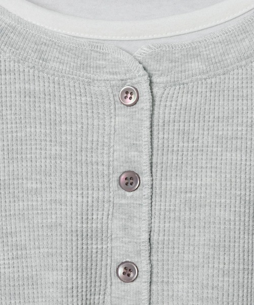 LEPSIM（レプシィム）の「ドッキングワッフルヘンリー　656725（Tシャツ/カットソー・レディース・ブラック/ピンク/ライトグレー・FREE）」の11枚目の写真