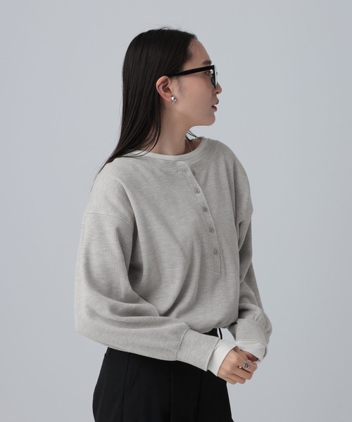 LEPSIM(レプシィム)の「ドッキングワッフルヘンリー 656725(Tシャツ/カットソー・レディース・ブラック/ピンク/ライトグレー・FREE)」の14枚目の写真