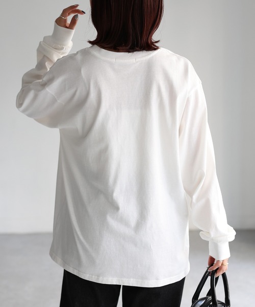 Riberry(リベリー)の「【イージーケア】スクエアロゴプリントロンT(Tシャツ/カットソー・レディース・ホワイト×ブラック/ホワイト×シルバー/グレー系・FREE)」の19枚目の写真