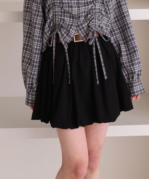 archives（アルシーヴ）の「コットンライクバルーンミニＳＫ（スカート・レディース・ブラック/オフホワイト・MEDIUM）」の2枚目の写真