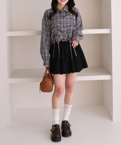 archives（アルシーヴ）の「コットンライクバルーンミニＳＫ（スカート・レディース・ブラック/オフホワイト・MEDIUM）」の18枚目の写真