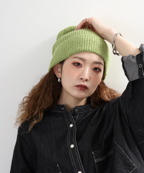 Sense of Grace（センスオブグレース）の「ペーパー糸使い　ルーズフィットワッチ（ニットキャップ/ビーニー・メンズ・ブラック/アイボリー/ベージュ/ライトグリーン/グレー・FREE）」の5枚目の写真
