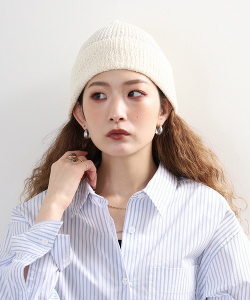 Sense of Grace（センスオブグレース）の「ペーパー糸使い　ルーズフィットワッチ（ニットキャップ/ビーニー・メンズ・ブラック/アイボリー/ベージュ/ライトグリーン/グレー・FREE）」の6枚目の写真