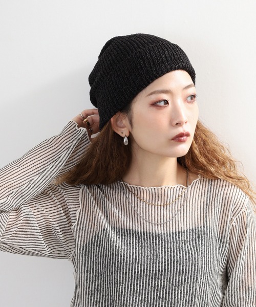 Sense of Grace（センスオブグレース）の「ペーパー糸使い　ルーズフィットワッチ（ニットキャップ/ビーニー・メンズ・ブラック/アイボリー/ベージュ/ライトグリーン/グレー・FREE）」の12枚目の写真