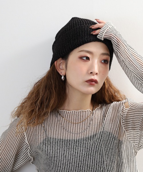 Sense of Grace（センスオブグレース）の「ペーパー糸使い　ルーズフィットワッチ（ニットキャップ/ビーニー・メンズ・ブラック/アイボリー/ベージュ/ライトグリーン/グレー・FREE）」の15枚目の写真