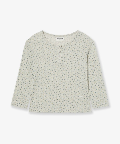 aeae(エーイーエーイー)の「FLOWER HENLEY NECK TEE(Tシャツ/カットソー・レディース・ネイビー/オートミール/グレー・FREE)」の2枚目の写真