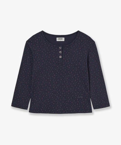 aeae(エーイーエーイー)の「FLOWER HENLEY NECK TEE(Tシャツ/カットソー・レディース・ネイビー/オートミール/グレー・FREE)」の3枚目の写真
