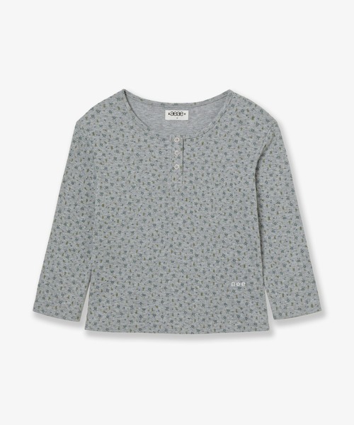 aeae(エーイーエーイー)の「FLOWER HENLEY NECK TEE(Tシャツ/カットソー・レディース・ネイビー/オートミール/グレー・FREE)」の1枚目の写真