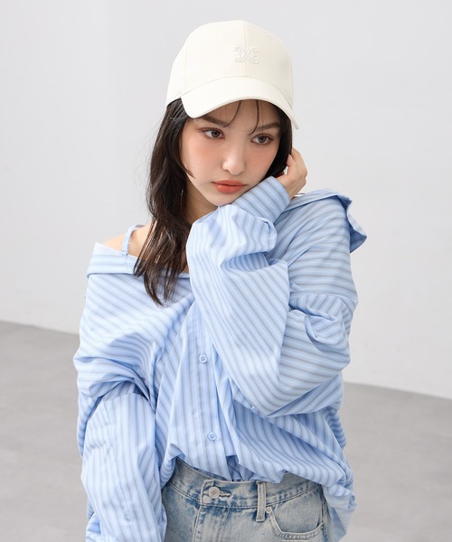 INGNI(イング)の「2Wayオフショルストライプ柄シャツ(シャツ/ブラウス・レディース・サックスブルー/ブルー系1/ベージュ系4/ピンク系9・M)」の9枚目の写真