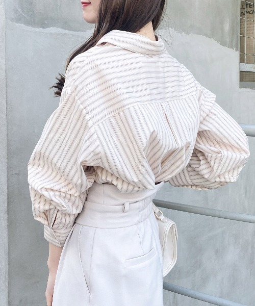 INGNI(イング)の「2Wayオフショルストライプ柄シャツ(シャツ/ブラウス・レディース・サックスブルー/ブルー系1/ベージュ系4/ピンク系9・M)」の13枚目の写真