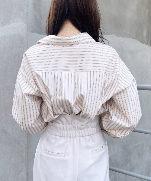 INGNI(イング)の「2Wayオフショルストライプ柄シャツ(シャツ/ブラウス・レディース・サックスブルー/ブルー系1/ベージュ系4/ピンク系9・M)」の14枚目の写真