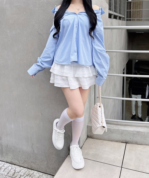 INGNI(イング)の「2Wayオフショルストライプ柄シャツ(シャツ/ブラウス・レディース・サックスブルー/ブルー系1/ベージュ系4/ピンク系9・M)」の22枚目の写真