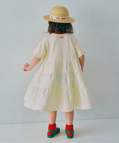 p.premier（ピードットプルミエ）の「フェルトロゴリンガーTティアードワンピース（ワンピース・キッズ・ブラウン/レッド/アイボリー・80/90/100/110/120/130/140）」の5枚目の写真